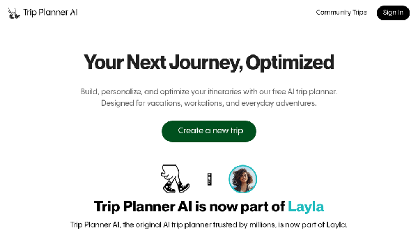 screenshot of Trip Planner AI