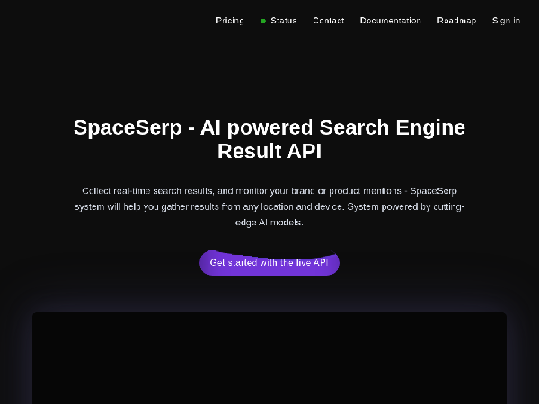 screenshot of SpaceSerp