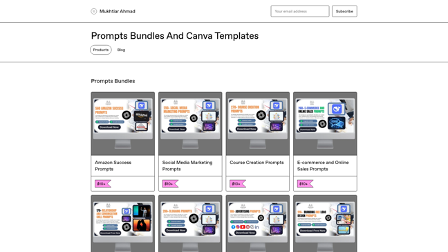 screenshot of PromptsBundlesAndCanvaTemplates