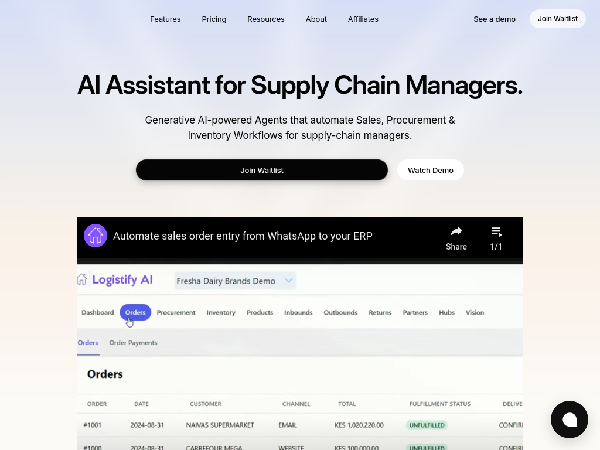 screenshot of LogistifyAI