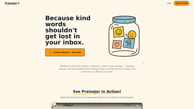 screenshot of PraiseJar