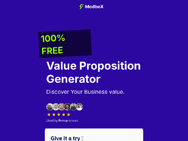 screenshot of Value Proposition Generator