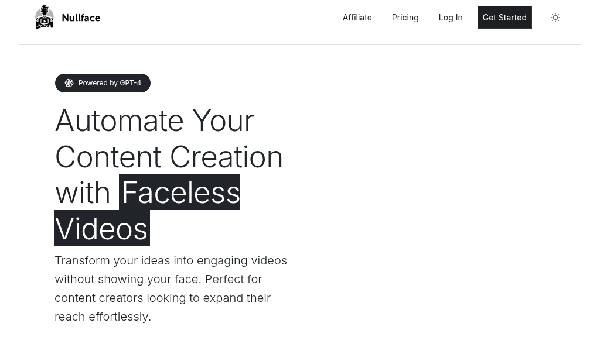 screenshot of Nullface.ai