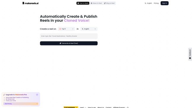 screenshot of MakeReels.ai