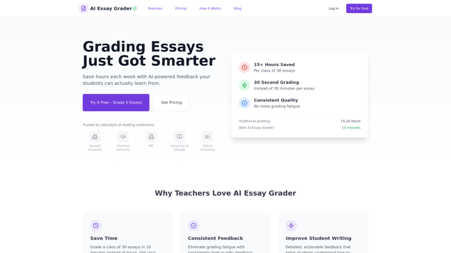screenshot of AI Essay Grader