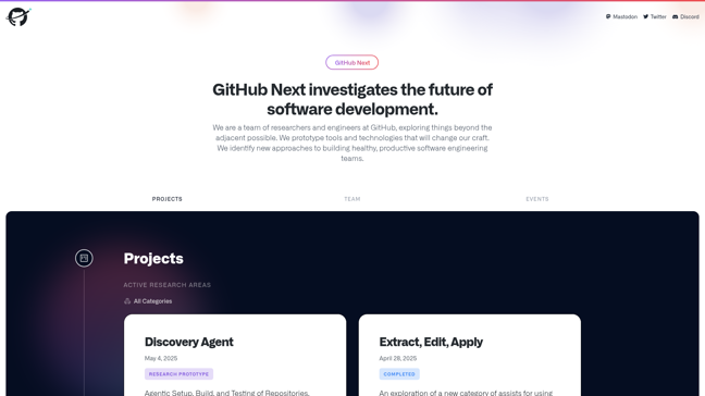 screenshot of GitHub Next