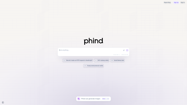 screenshot of Phind