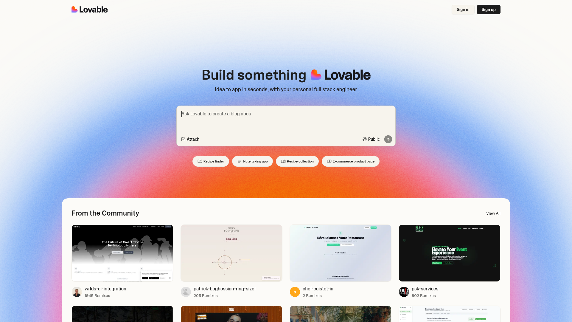 Interface Lovable