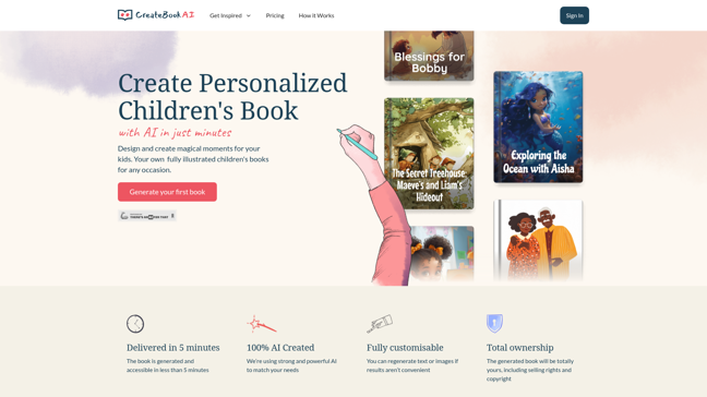 screenshot of CreateBookAI