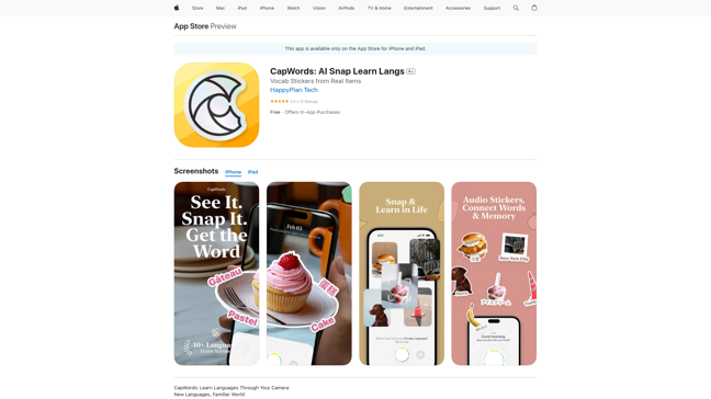 screenshot of CapWords