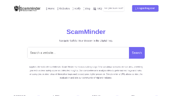 screenshot of ScamMinder