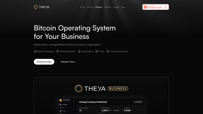 screenshot of Theya For Business
