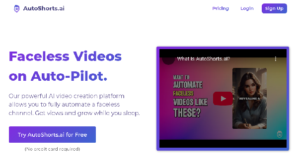 screenshot of AutoShorts.ai