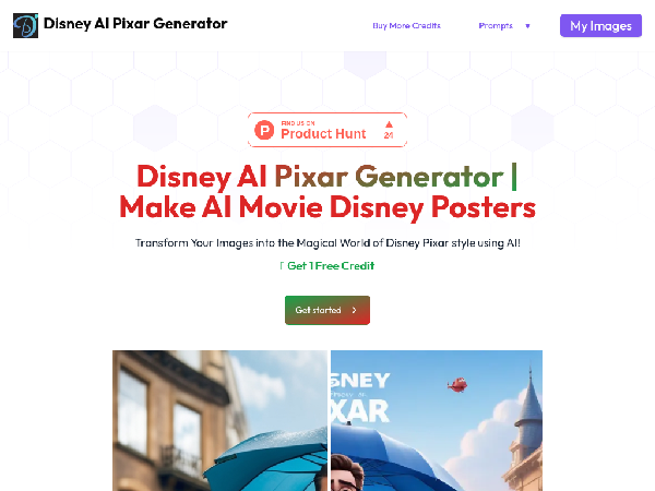 screenshot of DisneyPixarAiGenerator