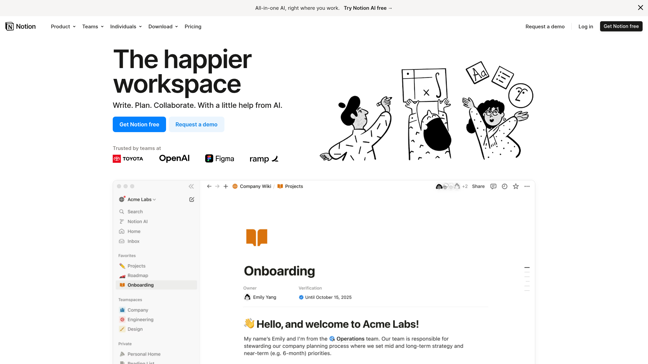 screenshot of Notion AI