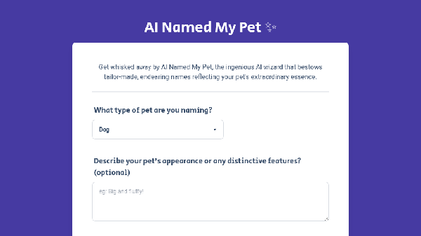 screenshot of AI Named My Pet