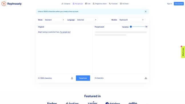 screenshot of Rephrasely
