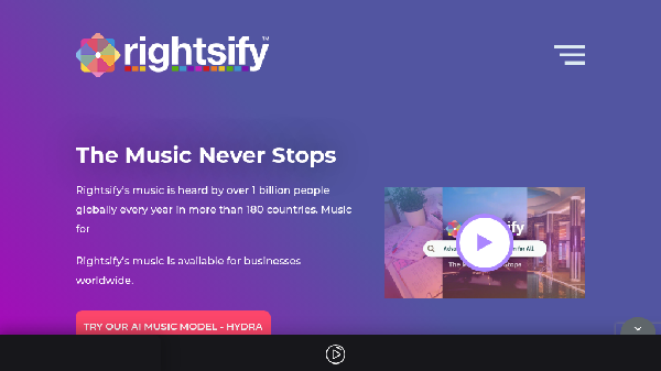 screenshot of Rightsify