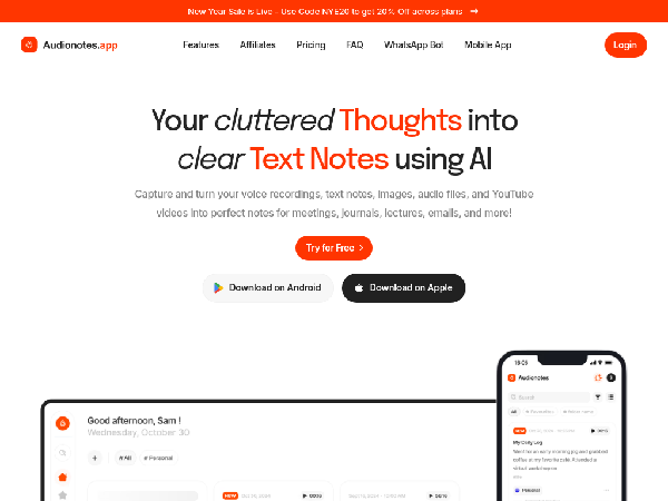 screenshot of Audionotes