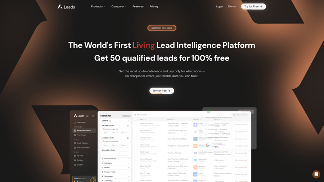 screenshot of A-Leads