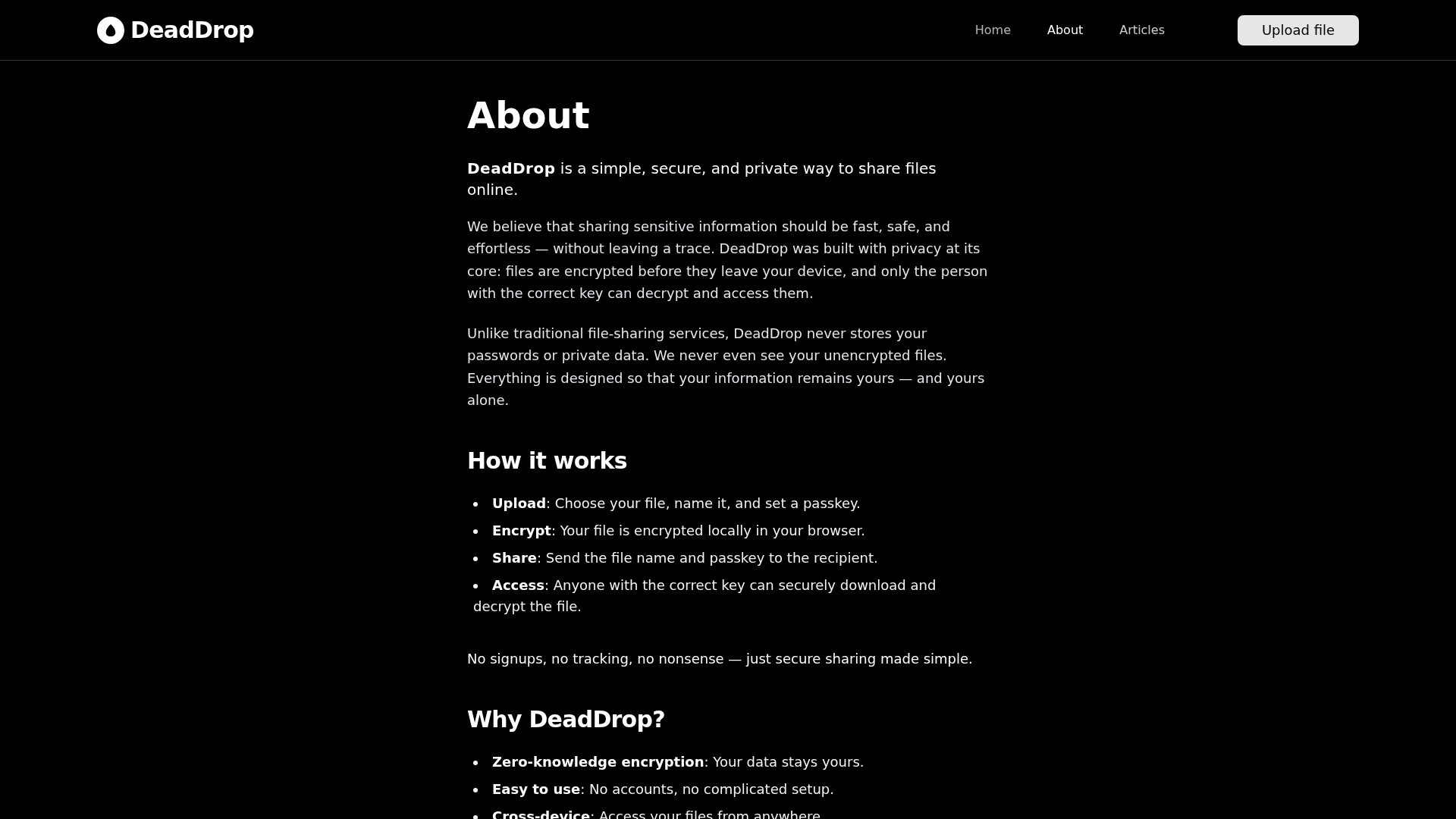 DeadDrop Functionality