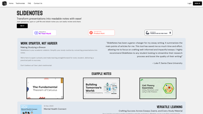 screenshot of SlideNotes