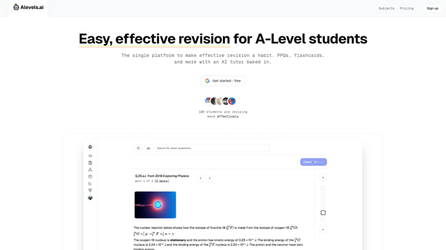 screenshot of Alevels