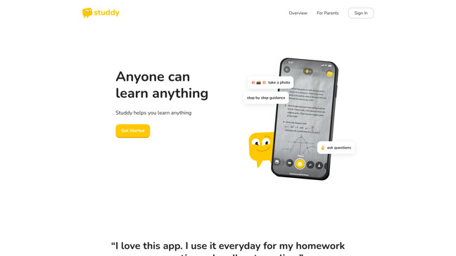 screenshot of Studdy AI