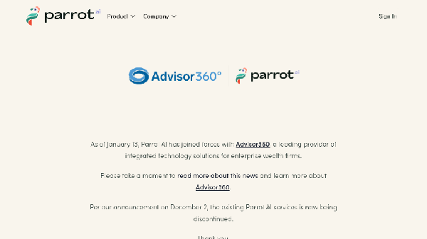 screenshot of Parrot AI