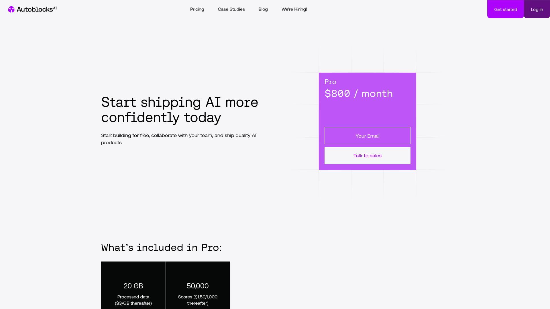 Autoblocks pricing page