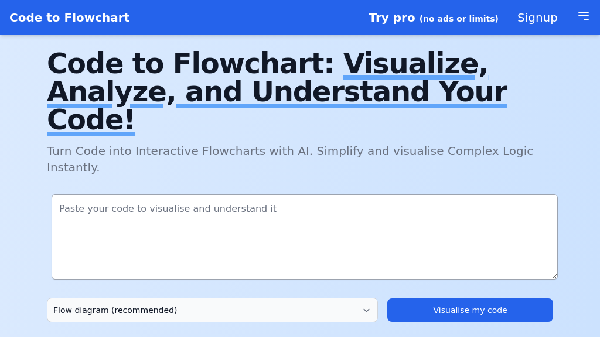 screenshot of Code to Flowchart