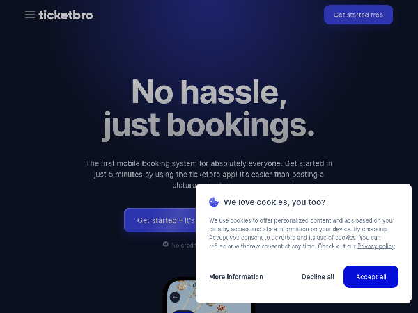 screenshot of TicketBro