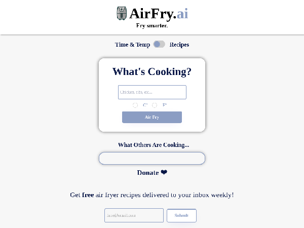 screenshot of AirfryAi