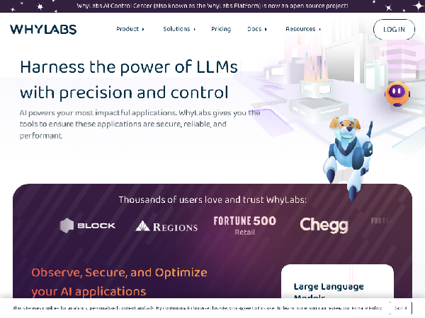 screenshot of WhyLabsAI