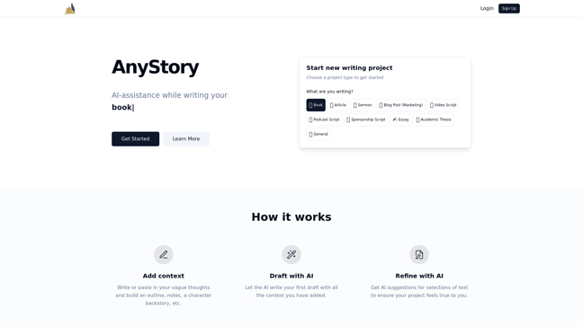 screenshot of AnyStory