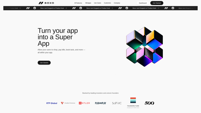 screenshot of Boxo Super App Platform