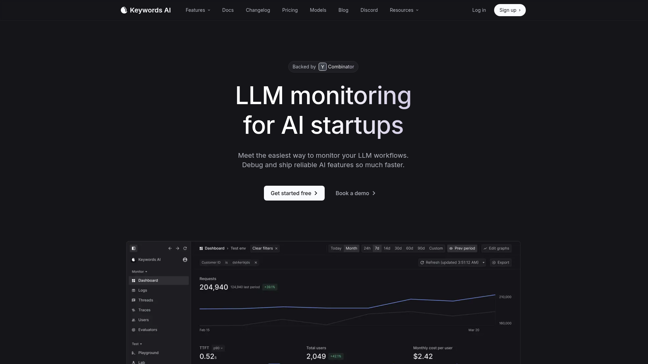 screenshot of Keywords AI