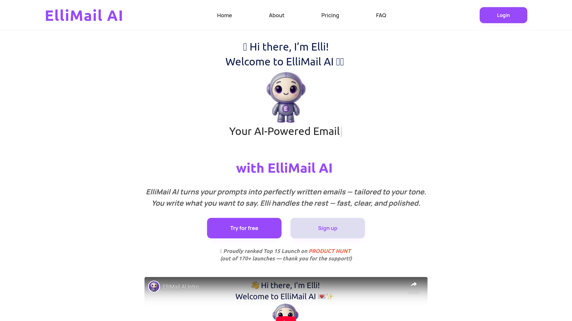 ElliMail AI首页