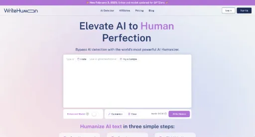 screenshot of WriteHuman