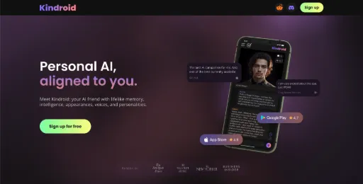 screenshot of Kindroid