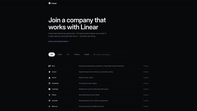 screenshot of Linear