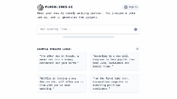 screenshot of Punchlines.ai