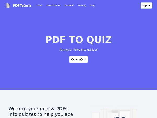 screenshot of PdfToQuiz