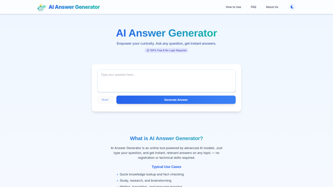 screenshot of AI Answer Generator