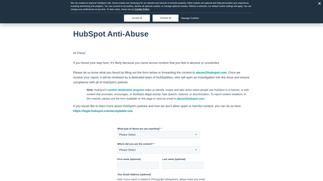 screenshot of HubSpot