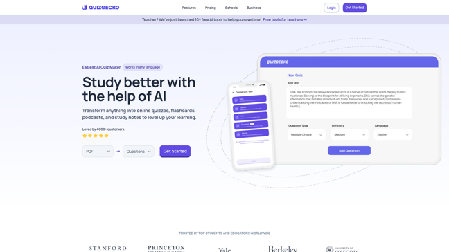 screenshot of Quizgecko