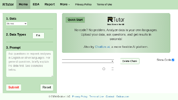 screenshot of RTutor