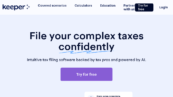 screenshot of KeeperTax