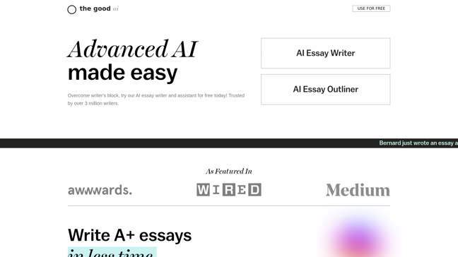 screenshot of AiEssayWriter