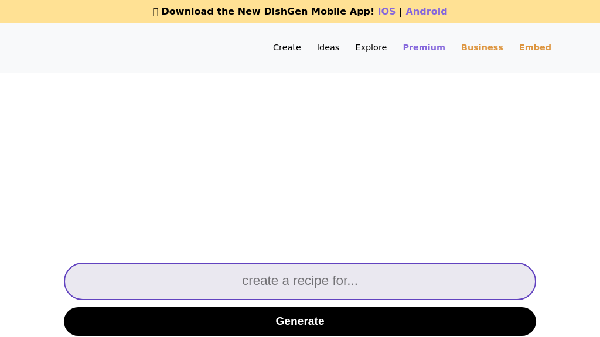 screenshot of DishGen